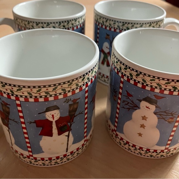 Sakura Other - SAKURA Debbie Mumm Set of 4 Snowman Mugs Vintage 90s